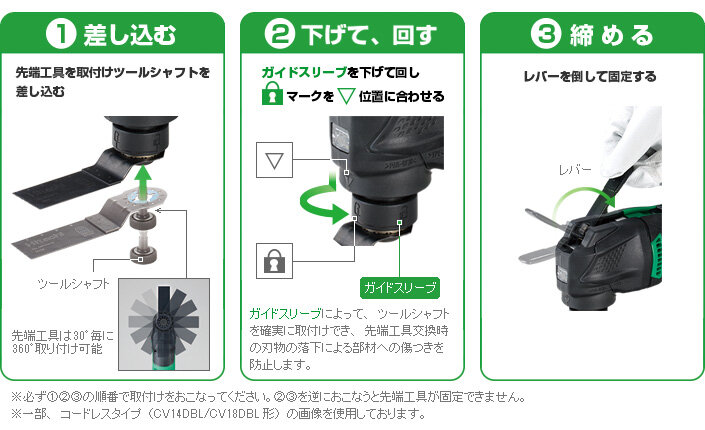 ツールレスで簡単交換