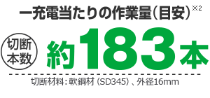 一充電当たりの作業量（目安）切断本数約183本